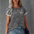 thumbnail image 2 of Jophufed Fashion Women Summer Tops Casual Printing Round Neck Pullovers Short Sleeve Blouse T-Shirt Tops Flash picks, 2 of 9