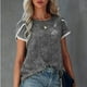 thumbnail image 2 of Moda mujer Casual impresión cuello redondo jerseys manga corta blusa camiseta Tops Pompotops  hfajkhk127556, 2 of 9