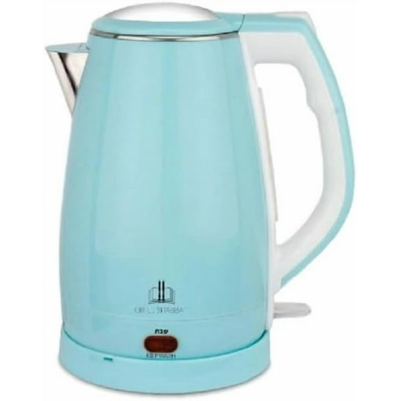 Electric Kettle 2.2L 12-Cup Stainless Steel Tank Double-Walled Auto-Off Dry Boil Protection Or Le Shabbat Kosher Lock Auto Shut Off Shomer Shabbos Blue