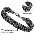 thumbnail image 3 of Pulsera de cadena de eslabones para hombre de acero inoxidable ancho largo, 3 of 5