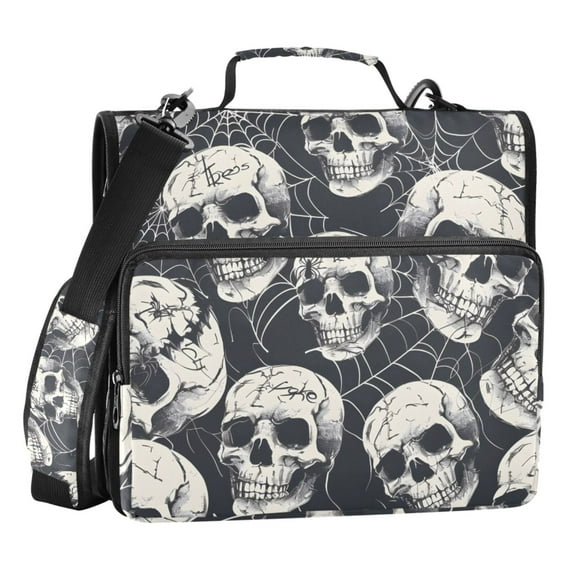 ALAZA Zipper Binder Halloween Skulls 3 Ring Trapper Keeper File Folder Organizer Bag