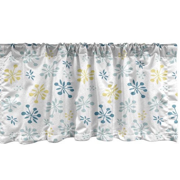 Ambesonne Vintage Window Valance, Abstract Dots Lines Leaves, 54" X 18", Pale Seafoam and Sea Blue