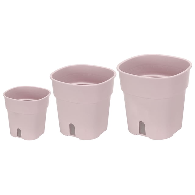 Unique Bargains S/M/L Plastic Plant Pots Flower Planters with Water Indicator Removable Base, Pink 3 Pack