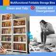 thumbnail image 3 of Storage Bins with Lids- 5 Tier Folding Storage box with Doors and Wheels, Collapsible Plastic Storage Bins for Closets, Stackable Storage Organizer, Storage Containers for Closet, White, 3 of 9