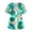 Cyan, variant on Tropical Print Scrub Top for Women, V-Neck Short Sleeve Medical Shirt with Pockets & Side Slits - Soft Stretchy Nurse Tunic Blue XXL