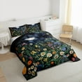 thumbnail image 3 of Manfei Adults Colorful Flowers 3 Pieces Queen Comforter Set,Bohemian Theme Ultra Soft Bedding Sets,Starry Sky Moon Bedding Comforter Set Breathable,Luxury Bedroom Decor,Reversible, 3 of 8