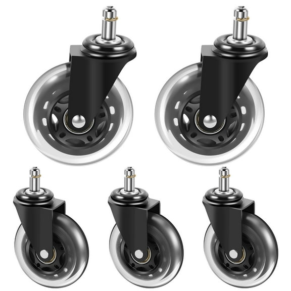 5Pcs Office Chair Wheels Replacement 3 Inch Heavy Duty Office Chair Caster Wheels Smooth Quiet Rollerblade Casters Safe for Wood Tile Floor or Carpet