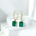 thumbnail image 3 of Rosec Jewels Lab Created Emerald Drop Earrings with Diamond for Women (7X9 mm, AAAA Quality), 18K Yellow Gold, 3 of 8