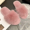 thumbnail image 7 of Viluyesy Womens Slide Slippers Open Toe Slip On Shaggy Faux Fur Cushioned Memory Foam Non Slip Warm Indoor House Shoes Soft Comfort Flat Slides Pink Size 6.5-7, 7 of 7