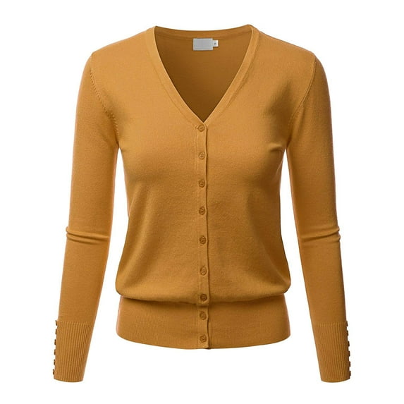 Women's V-Neck Button Down Long Sleeve Classic Knit Cardigan Sweater