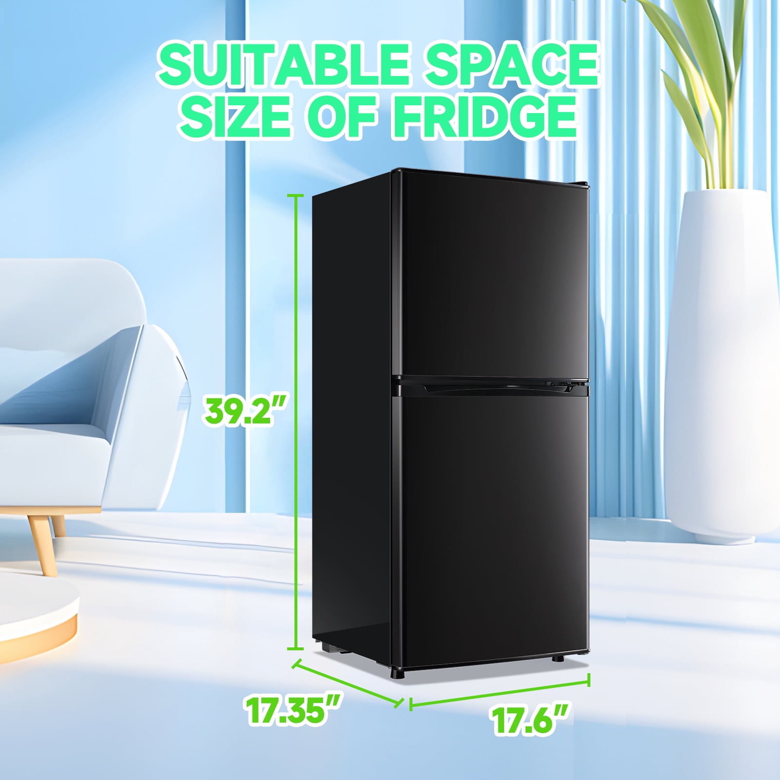 TACOOL 4.0 Cu.ft Small Refrigerator Mini Fridge for Bedroom Drink Holder Large Capacity Suit for Home, Apartment, Office Black