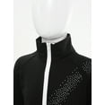 thumbnail image 5 of Aislor Boys Girls Long Sleeve Rhinestone Zipper Figure Ice Skating Jacket Coat Sweatshirt Training Practice Top Outwear Black 6, 5 of 7