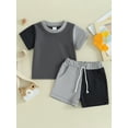 thumbnail image 3 of Bslissey Toddler Baby Boys Girls Summer Shorts Sets Contrast Color Short Sleeve T-shirt + Elastic Waist Shorts 2Pcs Outfits Infant Casual Daily Clothes 6M 12M 18M 24M 3T, 3 of 9