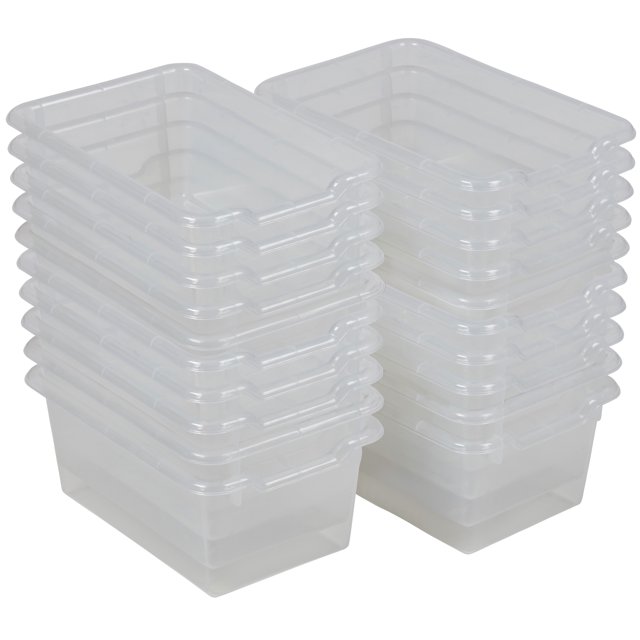 ECR4Kids Scoop Front Multipurpose Storage Bins, Cubby Compatible, 20-Pack- Clear