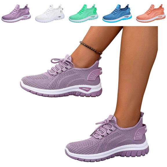 IEMIEMIEM Mesh Sneakers for Women Comfortable Arch Support Running Shoes Breathable Athletic Gym Trainers Lace up Casual Walking Shoe 5 wide