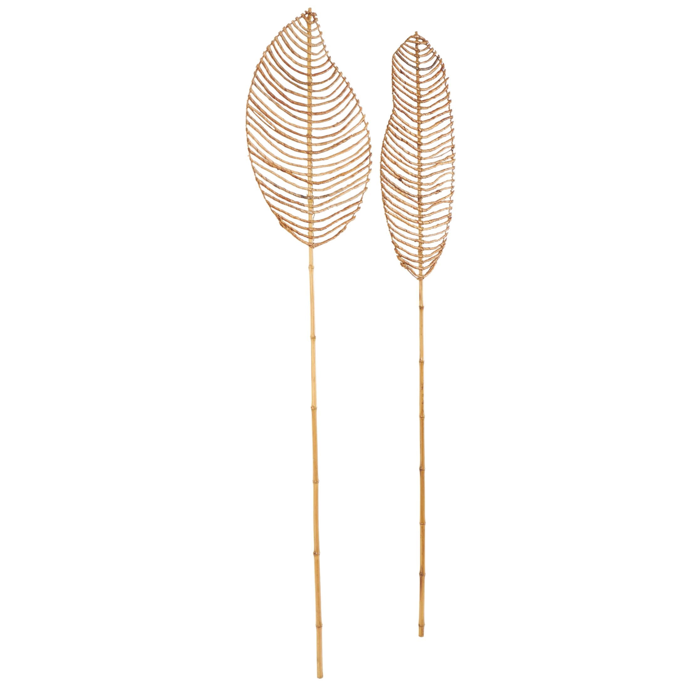77" Palm Tree Handmade Tall Woven Leaf Stick Bamboo Wood Natural Foliage Bouquet, by DecMode (2 Count)