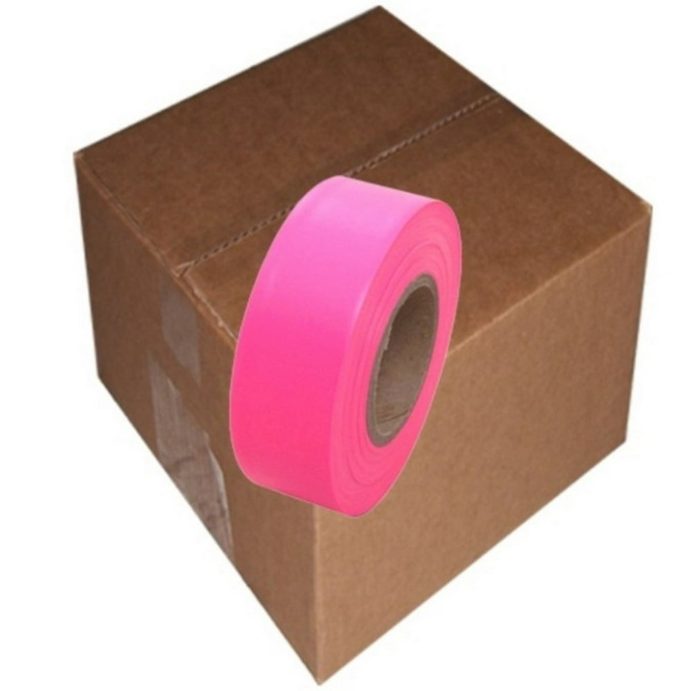Fluorescent Pink Flagging Tape 1 3/16" X 150 Ft Roll NonAdhesive (12