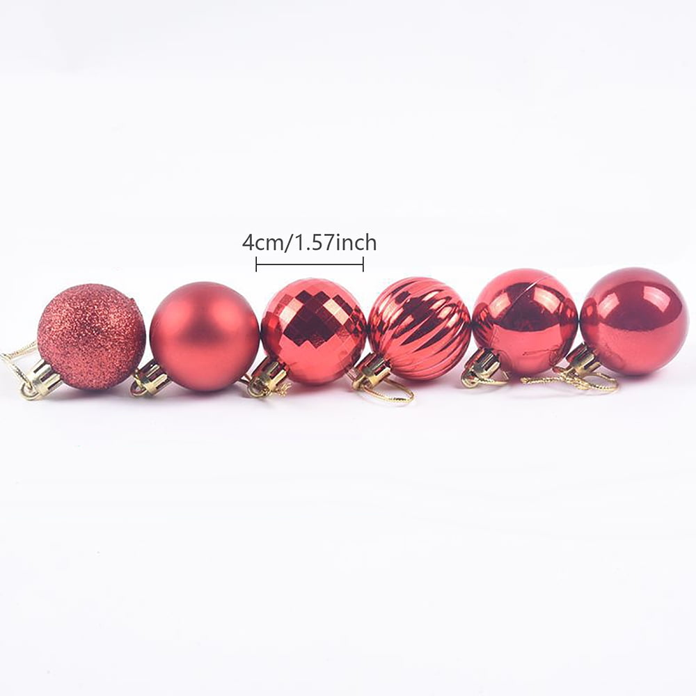 SuoKom Christmas Balls, 36Pcs 1.6 Inch Red Christmas Balls Hanging Ornaments Shatterproof Delicate Baubles Set, for Home Holiday Party Xmas Tree Decoration Gifts