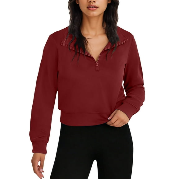 Paiwinds Women's Long Sleeve Zipper Top, Casual Fashion with Collar Detail for Athletic Wear Outdoor Activities and Easy On/Off, Comfortable Sturdy Shirt