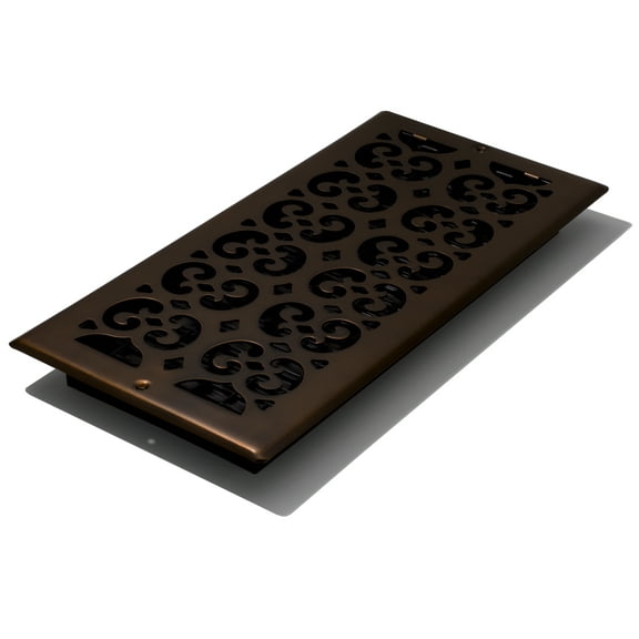 Decor Grates 6" x 14" steel plated rubbed bronze finish scroll design wall register