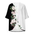 thumbnail image 4 of CYMMPU Tunic Tops 3/4 Sleeve Flower Printed Summer Fashion Chiffon Shirts Front Open Cardigan Spring Tops Blouses for Women Dressy Casual Loose Fit Kimono Cover Up for Beach Kimono Multicolor XXL, 4 of 5