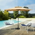 thumbnail image 2 of Pellebant 9 x 5 ft Patio Outdoor Umbrella Double Top Market Umbrella in Tan, 2 of 10