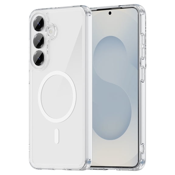 Sanwo Magnetic Case for Samsung Galaxy S25, Shockproof PC TPU Phone Cover, Wireless Charging Compatible, Anti-Scratch, Clear