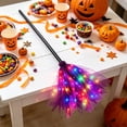 thumbnail image 6 of Halloween Lighted Witches Broom, 3‑Section Assemblable Mesh Broomstick with Colorful Lights, 14*6in, Festive Party Favor Ornament for Outdoor Festival Home Haunted House Halloween Decor, 6 of 8
