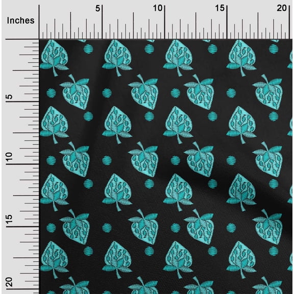 oneOone Organic Cotton Poplin Twill Fabric Zig Zag|Leaves & Floral Artistic Decor Fabric Printed BTY 42 Inch Wide