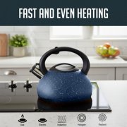 Luminuxe Stovetop Tea Kettle Granite Finish Induction Compatible 2.4 Qt