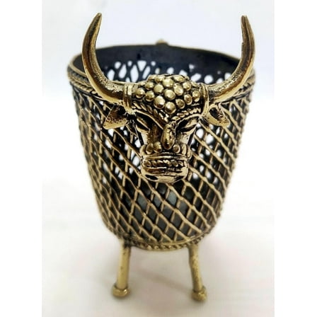 brass bull shape with stand handmade dhokra tea light holder / pen stand / home décor/ gift item