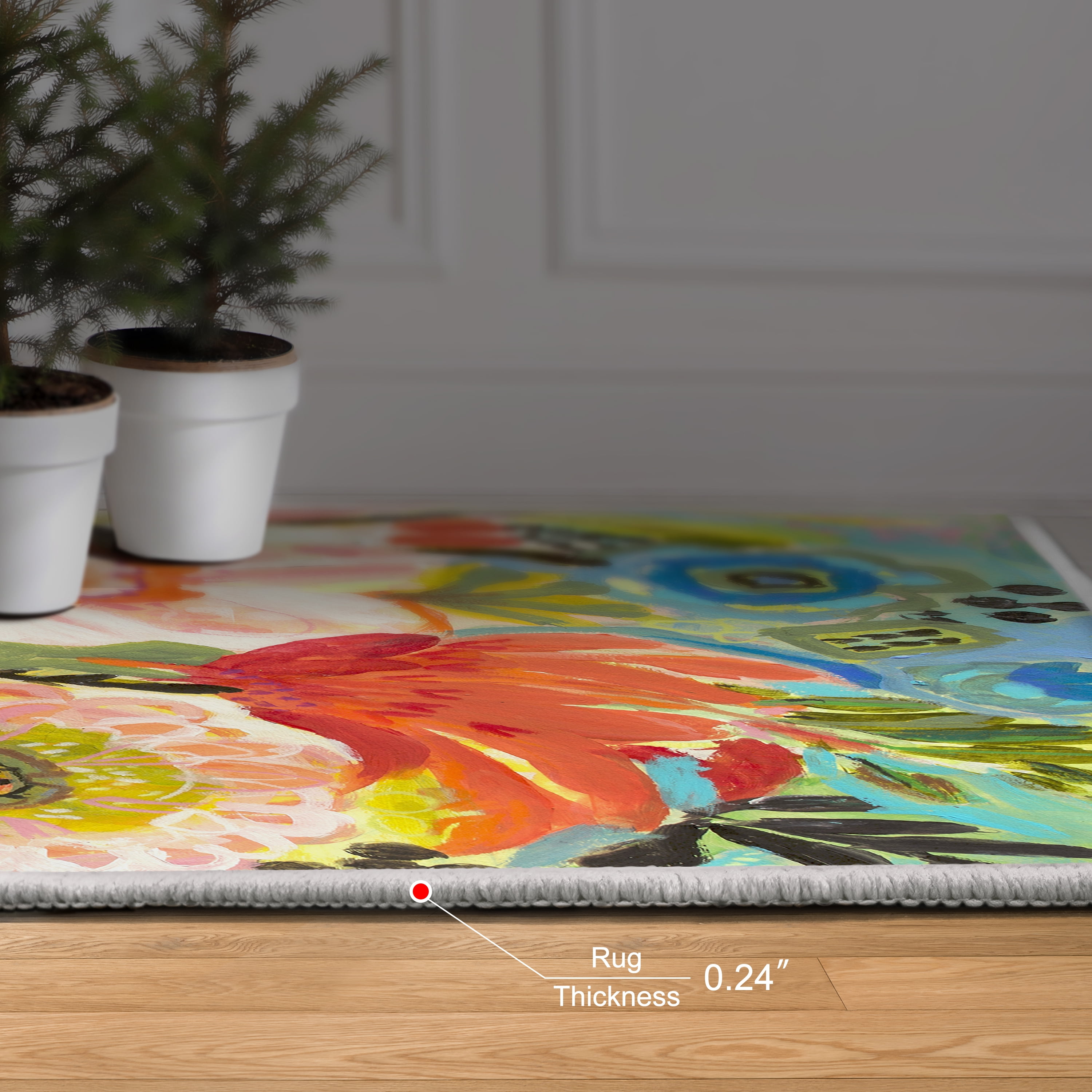 Secret Garden Floral III Washable Art Area Rug size 5'x8'