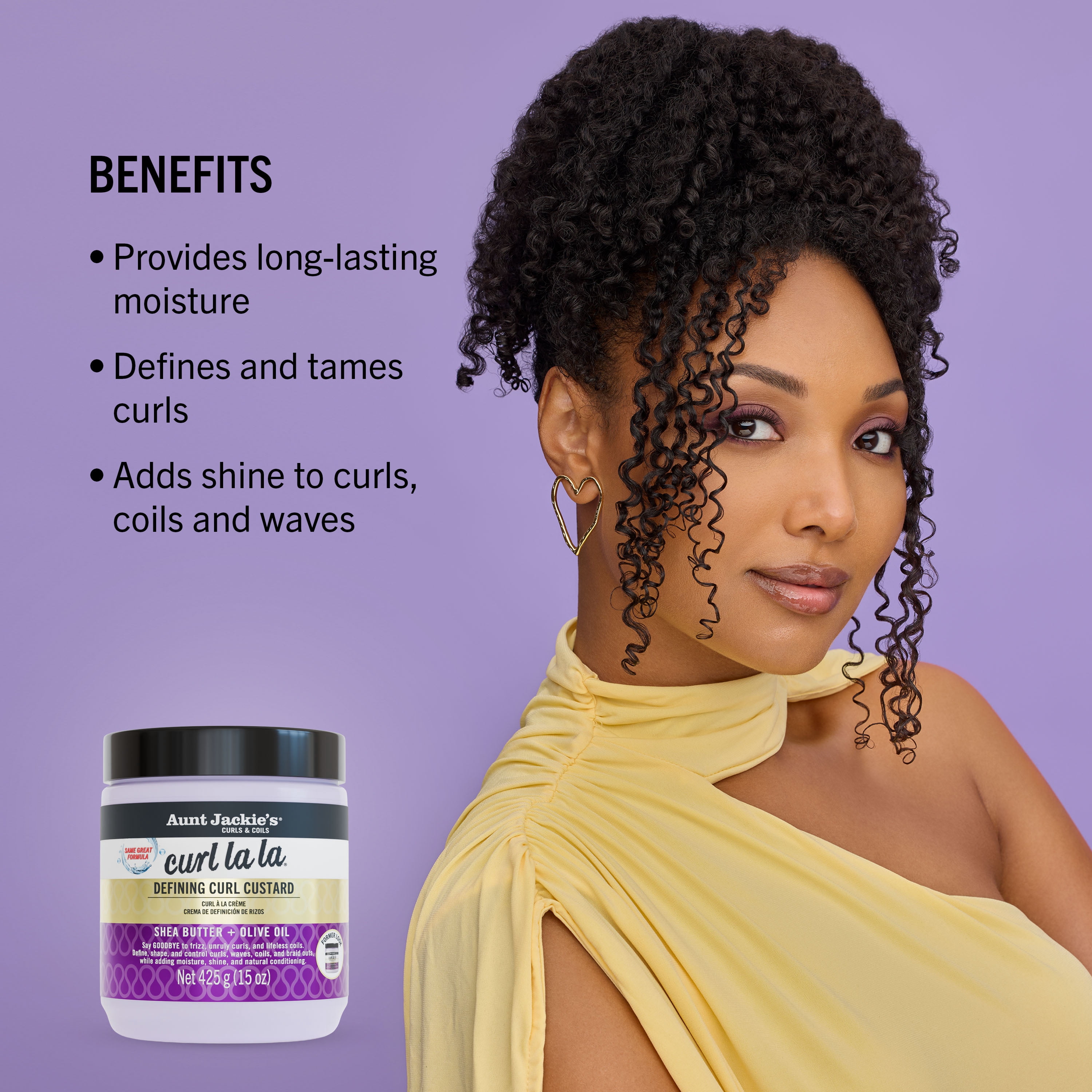 Aunt Jackie's Curl La La Defining Curl Custard Moisturizing Hair Cream, 15 oz