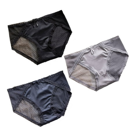 

Women s underwear ice silk seamless cotton antibacterial crotch lace four seasons thin M，G103257