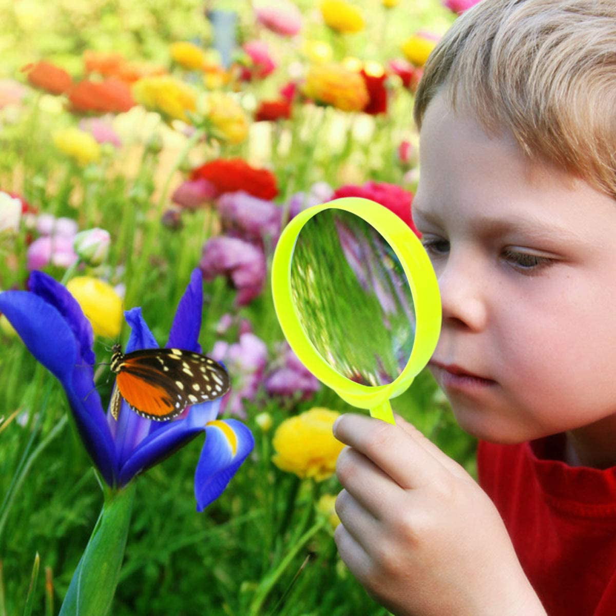 Magnifying Glass Compass Outdoor Explorer Kit Bug Catcher Kit with Binoculars Butterfly Net and Backpack Toy for Boys Girls Age 3-12 Year Old