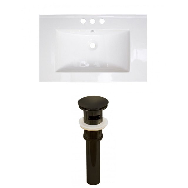 American Imaginations 30.75-in. W 1 Hole Ceramic Top Set In White Color - Overflow Drain Incl. AI-23914