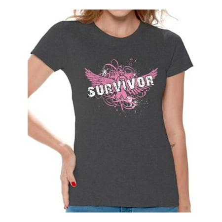 Survivor T-shirt Top Cancer t shirt breast cancer awareness t shirt faith love hope fight believe support survive gifts I wear pink for my mom dad grandpa grandma special for women for men pink