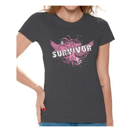 Breast Cancer Support Survivor T-shirt Top Cancer t shirt breast cancer awareness t shirt faith love hope fight believe support survive gifts I wear pink for my mom dad grandpa grandma special for women for men pink ribbon ()