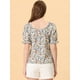 thumbnail image 4 of Tops Florales Allegra K con Volantes Retro y Manga Raglán Cuello en Forma de Corazón para Mujer Blanco M, 4 of 5