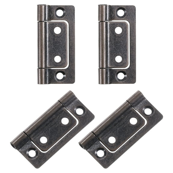 4Pcs 2x1 Inch Door Hinge Non-Mortise No Noise Plating, Red Bronze