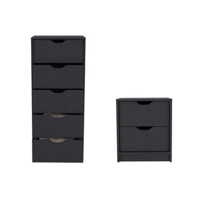 Pemberly Row Ensemble de 2 Commodes et Tables de Nuit en Bois d'Ingénierie, Noir