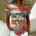 thumbnail image 6 of Mifsaly Short Sleeve Button Down Shirts for Women Lapel Collar V Neck Blouses Patriotic Hearts American Flag Print Independence Day Tops 2026 S, 6 of 6