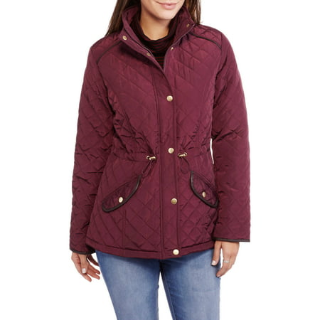 Maxwell Studio Women’s Quilted Barn Jacket With Faux Leather Trim