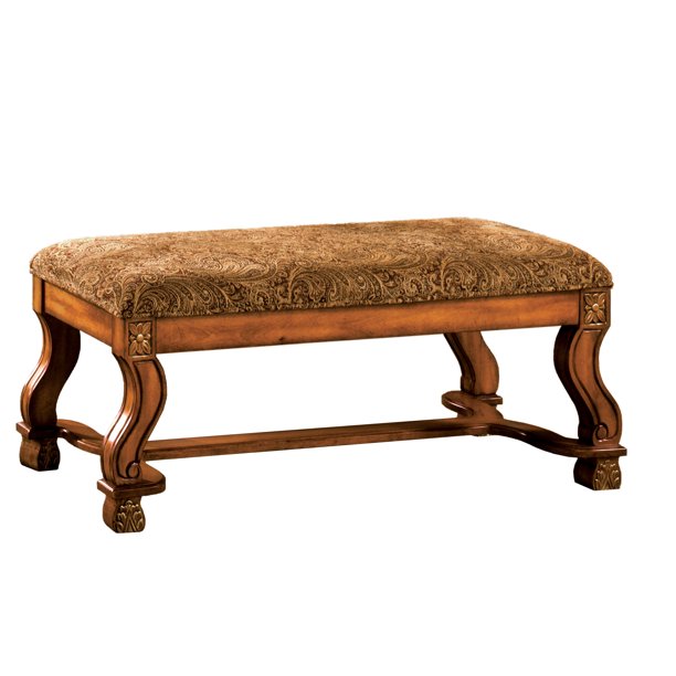 Furniture of America Gabrielle Upholstered Dining Bench, Antique Oak
