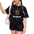 thumbnail image 2 of Halloween Costumes for Girls Cute Pumpkin Print 2 Piece Outfits Short Sleeve Tops and Shorts Set Kids Coordinated Clothes, 2 of 5