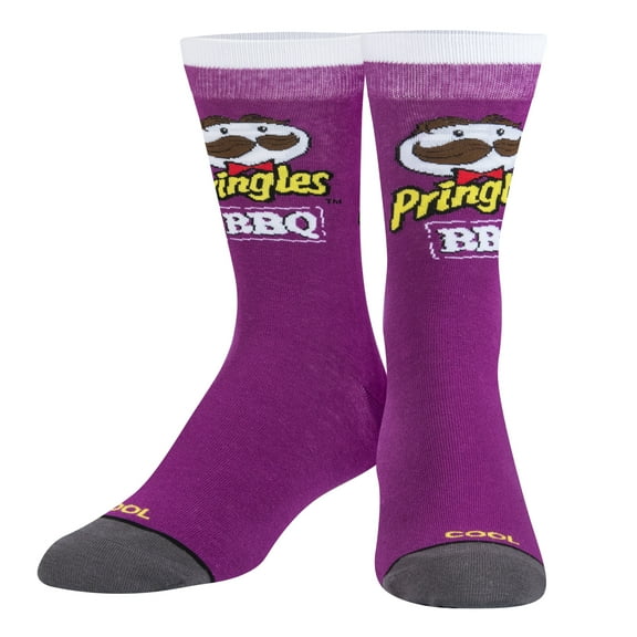 Cool Socks, Pringles BBQ Chips, Mens Womens Crew, Funny Graphic Print, Large