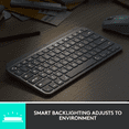 thumbnail image 6 of Logitech MX Keys Mini Minimalist Wireless Illuminated Keyboard, Compact, Bluetooth, Backlit, USB-C, Compatible with Apple macOS, iOS, Windows, Linux, Android, Metal Build - Rose, 6 of 11