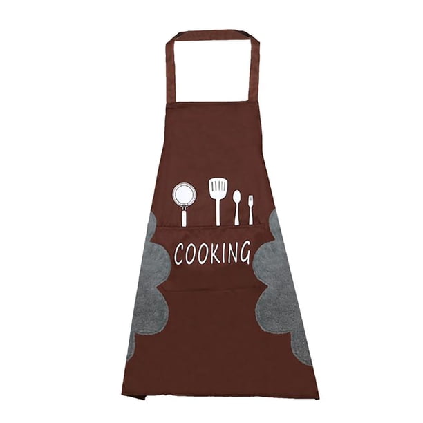 Bewildely Delantal impermeable a prueba de aceite babero de cocina ajustable con accesorio de cocina de bolsillo, café Type2 NO2 Bewildely HA003509-04