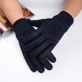 thumbnail image 3 of 1 Pair Cycling Gloves Touchscreen Full Finger Letter Embroidery Moisture Wicking Soft Cold Resistant Solid Color Autumn Winter Men Women Motorcycle Riding Gloves for Daily, 3 of 10