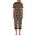 thumbnail image 4 of Weekease Printed Two Piece Pajama Sets for Women V Neck Short Sleeve Tops and Capri Casual Summer Sleepwear, 4 of 7